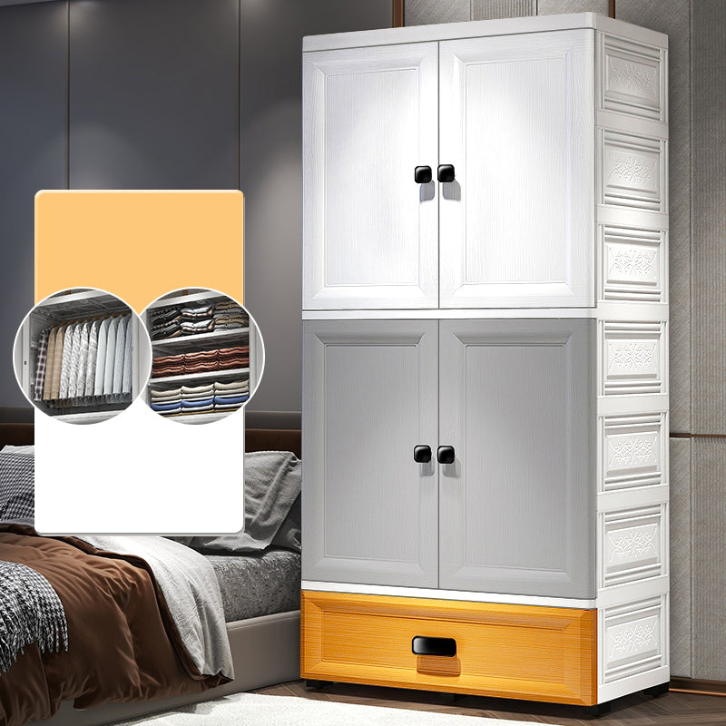 Contemporary Plastic Armoire Cabinet Door Included Youth Armoire with wheels