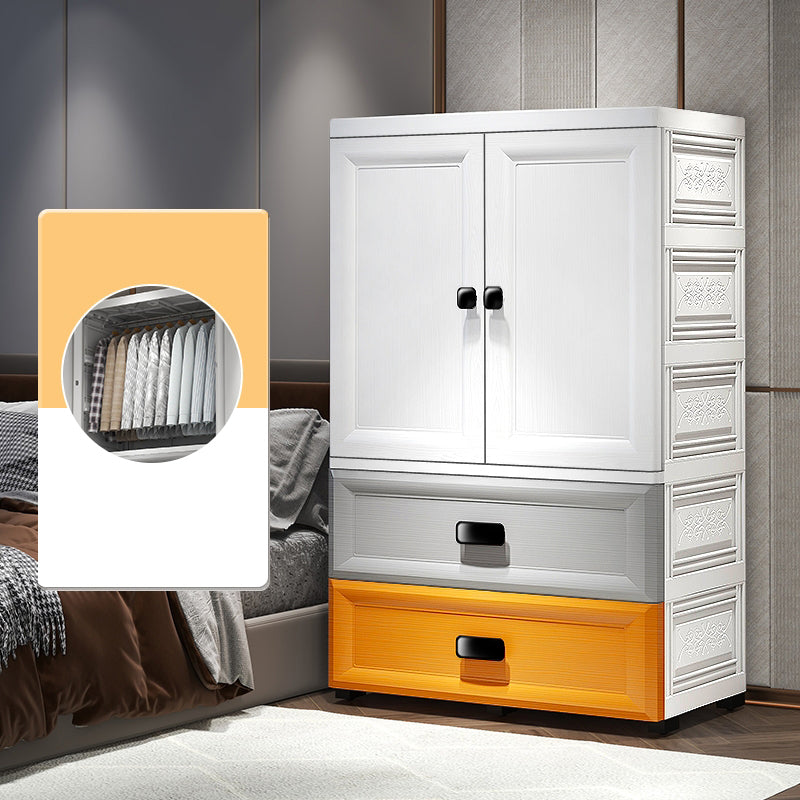 Contemporary Plastic Armoire Cabinet Door Included Youth Armoire with wheels