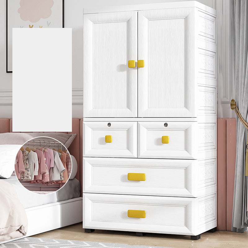 Contemporary Plastic Kids Closet Bedroom Youth Armoire with wheels