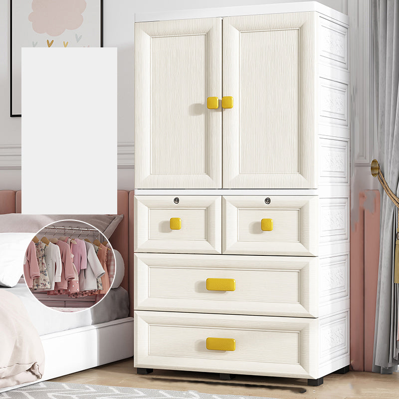 Contemporary Plastic Kids Closet Bedroom Youth Armoire with wheels