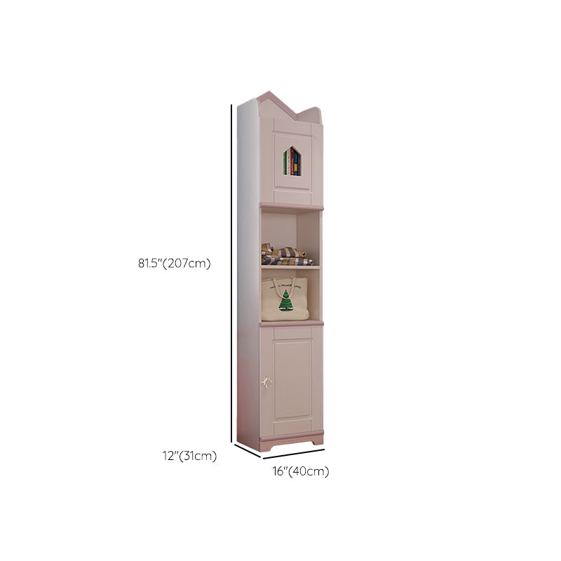 Manufactured Wood Kids Closet Contemporary Pink Wardrobe Closet with Sliding Door