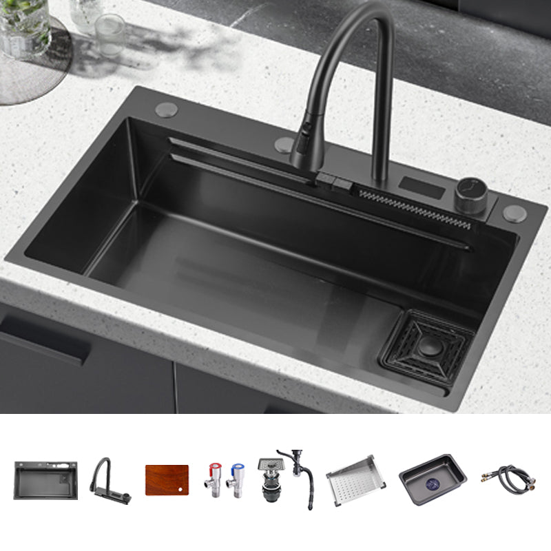 Classic Black Sink Stainless Steel Single Basin Sink with Soundproofing