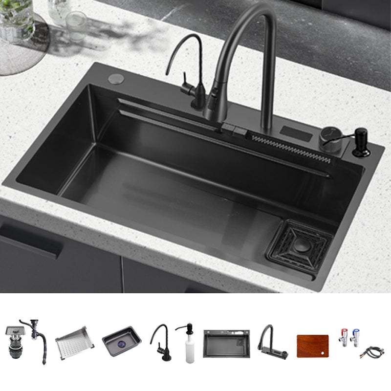 Classic Black Sink Stainless Steel Single Basin Sink with Soundproofing