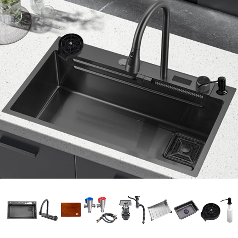 Classic Black Sink Stainless Steel Single Basin Sink with Soundproofing