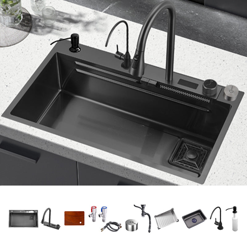 Classic Black Sink Stainless Steel Single Basin Sink with Soundproofing