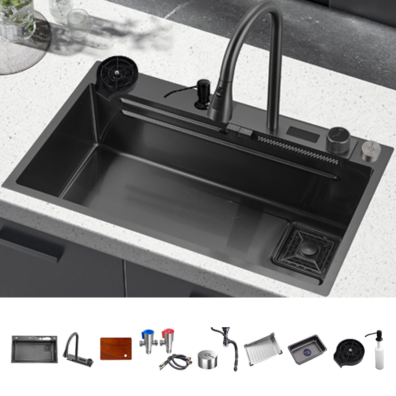 Classic Black Sink Stainless Steel Single Basin Sink with Soundproofing