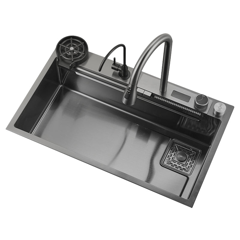 Classic Black Sink Stainless Steel Single Basin Sink with Soundproofing