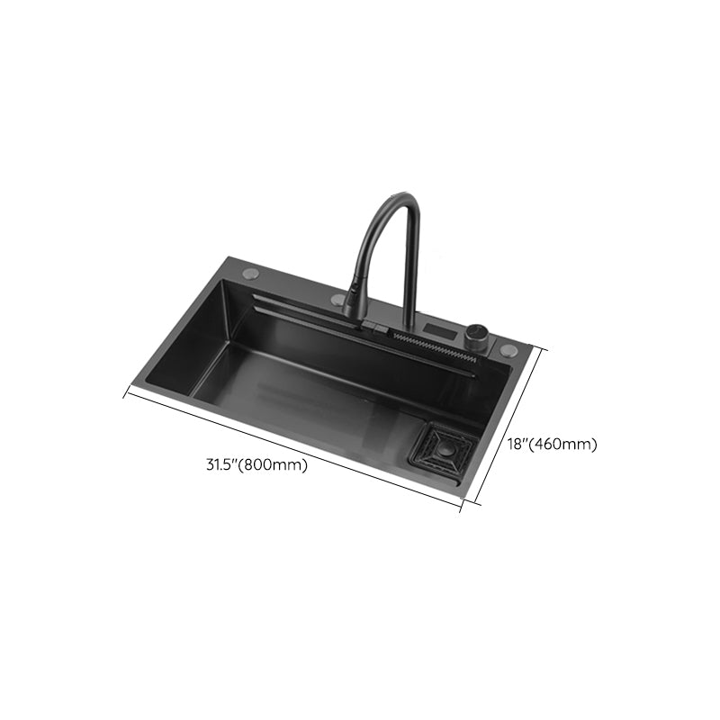 Classic Black Sink Stainless Steel Single Basin Sink with Soundproofing