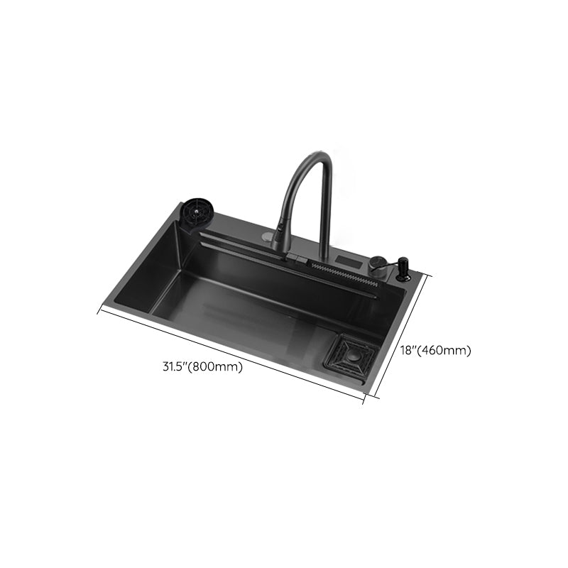 Classic Black Sink Stainless Steel Single Basin Sink with Soundproofing