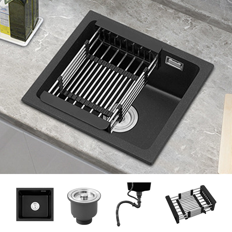 Modern Quartz Sink Black Faucet Kitchen Sink with Adjustable Tray