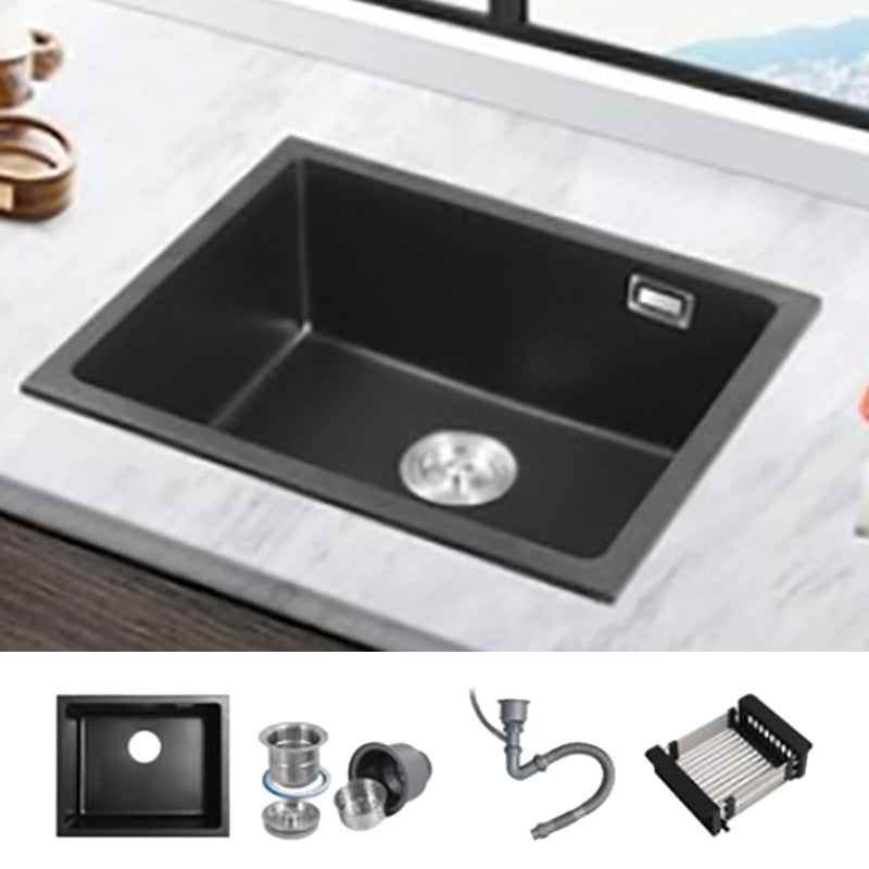 Modern Quartz Sink Black Faucet Kitchen Sink with Adjustable Tray