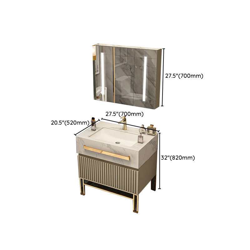 Glam Vanity Set Drawers Single Sink Freestanding Rectangle Bathroom Vanity with Mirror