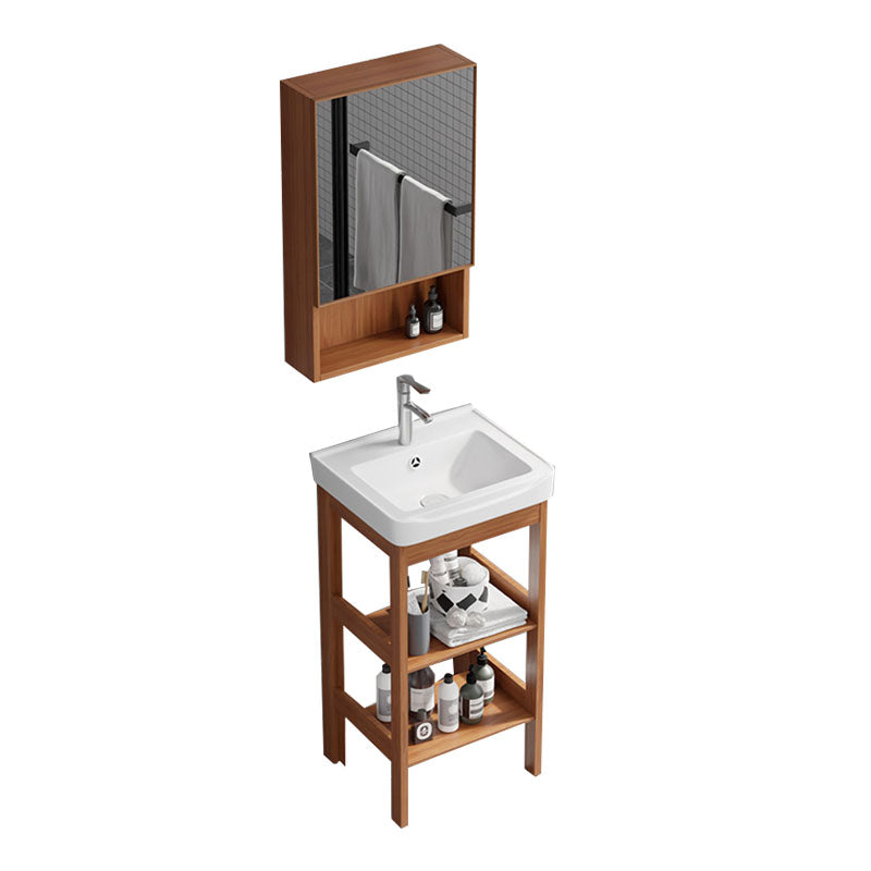 Rectangle Vanity Set Metal Frame Mirror Freestanding 2 Doors Single Sink Bath Vanity