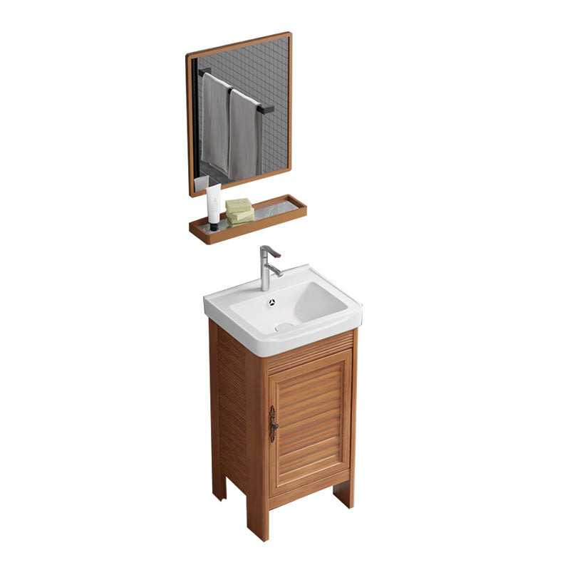 Rectangle Vanity Set Metal Frame Mirror Freestanding 2 Doors Single Sink Bath Vanity