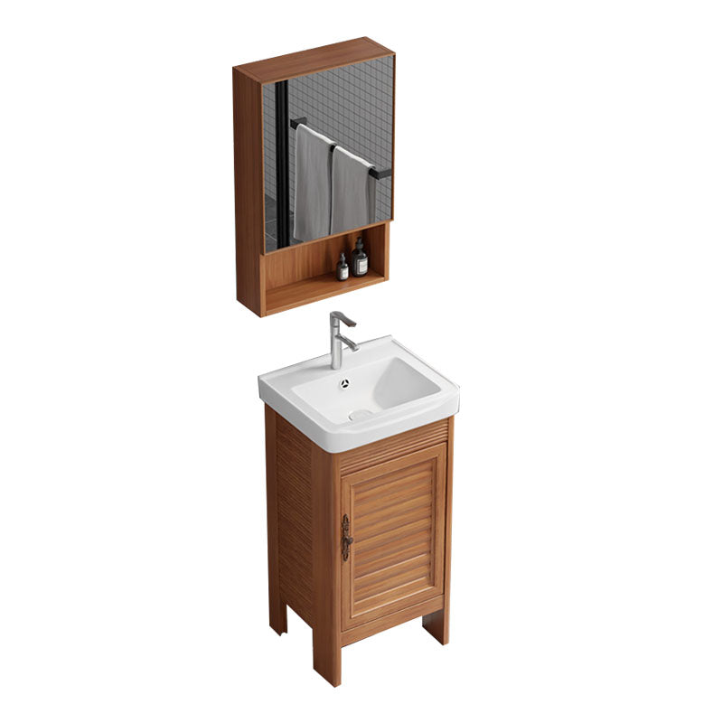 Rectangle Vanity Set Metal Frame Mirror Freestanding 2 Doors Single Sink Bath Vanity