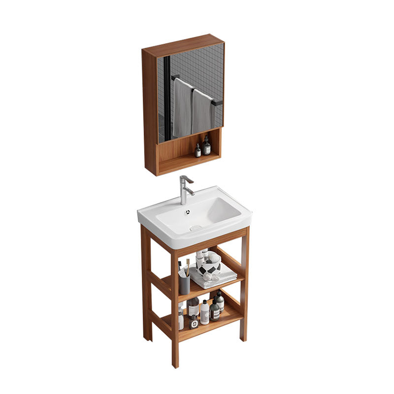 Rectangle Vanity Set Metal Frame Mirror Freestanding 2 Doors Single Sink Bath Vanity