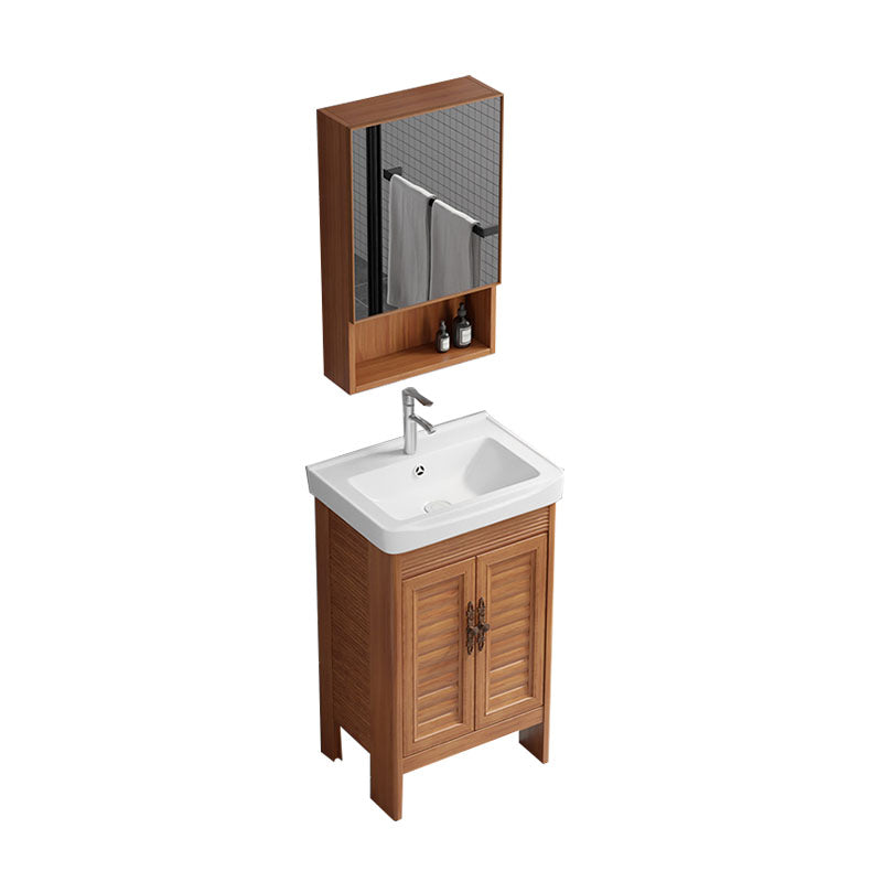 Rectangle Vanity Set Metal Frame Mirror Freestanding 2 Doors Single Sink Bath Vanity