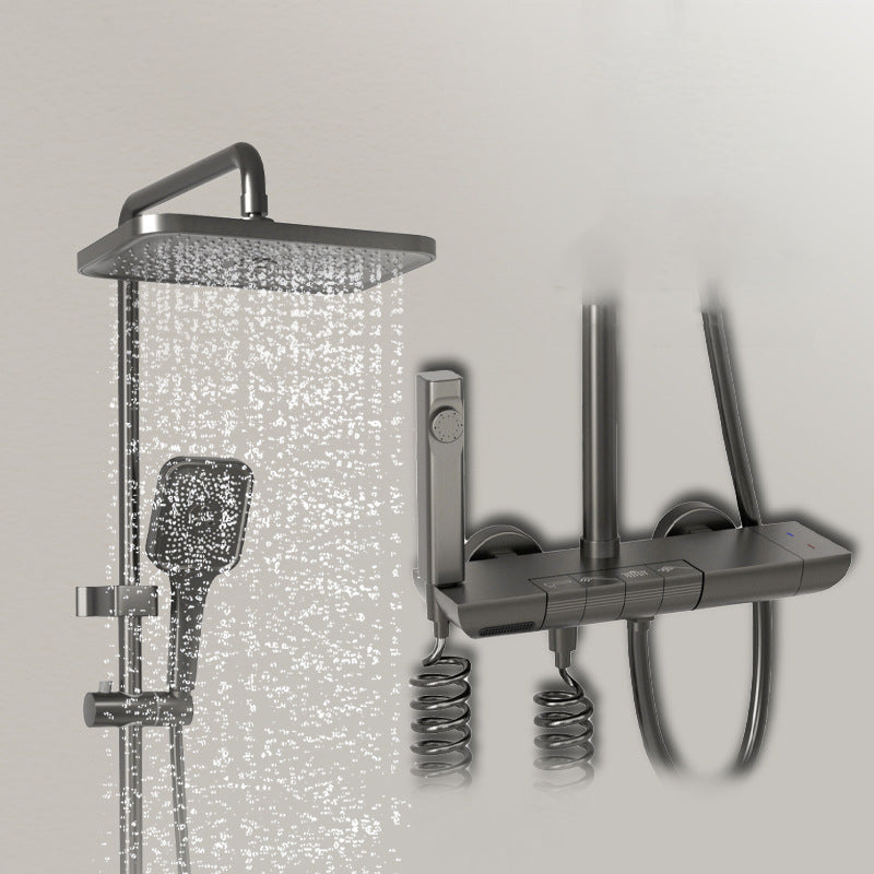 Modern Brass Shower System with Valve Adjustable Spray Pattern Shower Combo