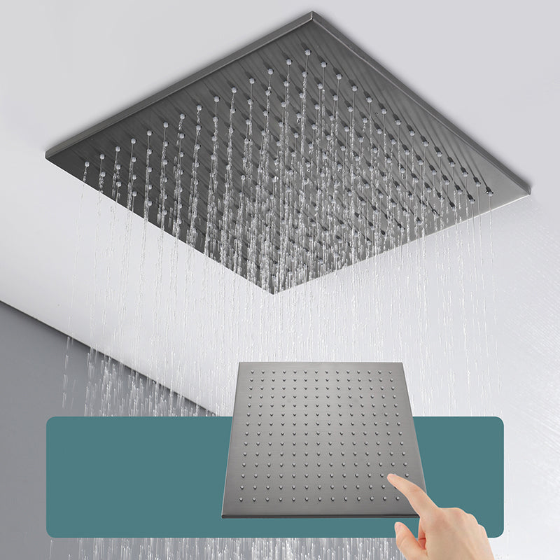 Copper Shower Set Rain Shower Head Square Ceiling-Mounted Shower System with Handshower