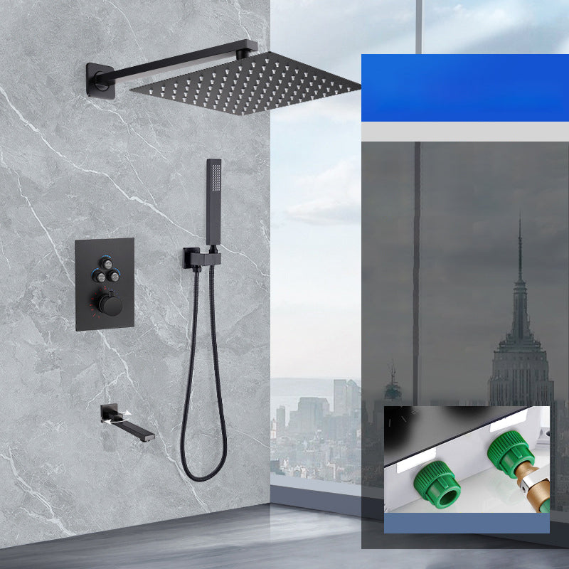 Matte Black Rain Shower System with Hand Shower Square Shower Set