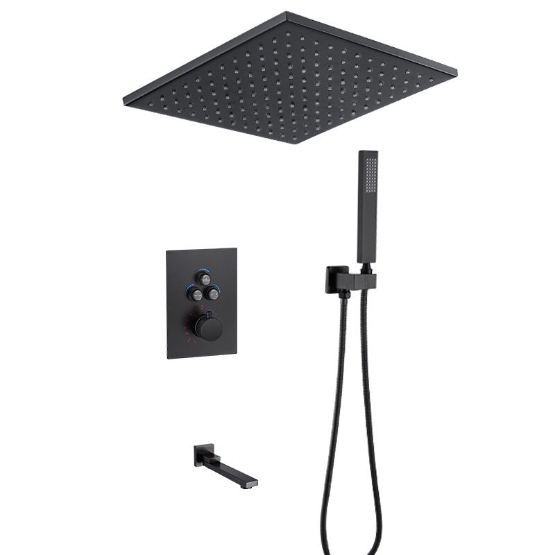 Matte Black Rain Shower System with Hand Shower Square Shower Set