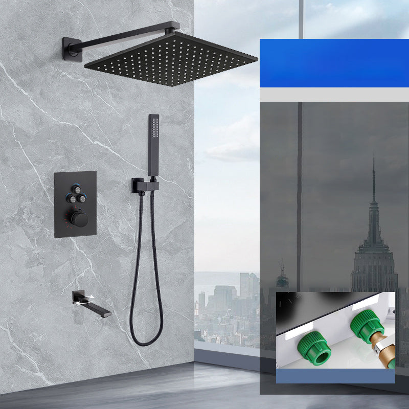 Matte Black Rain Shower System with Hand Shower Square Shower Set