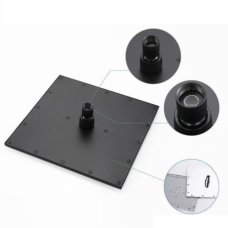 Matte Black Rain Shower System with Hand Shower Square Shower Set