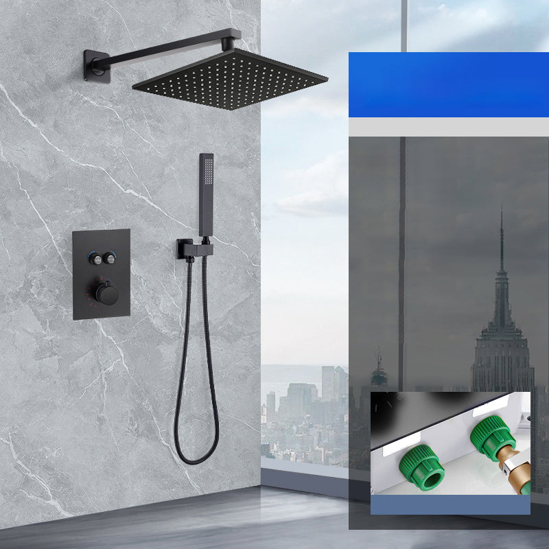 Matte Black Rain Shower System with Hand Shower Square Shower Set