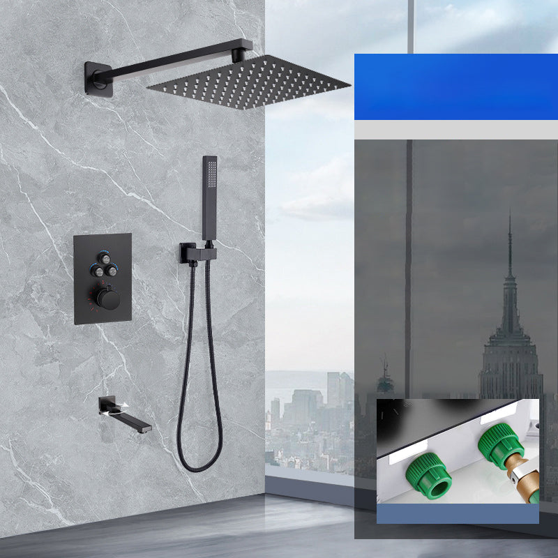 Matte Black Rain Shower System with Hand Shower Square Shower Set