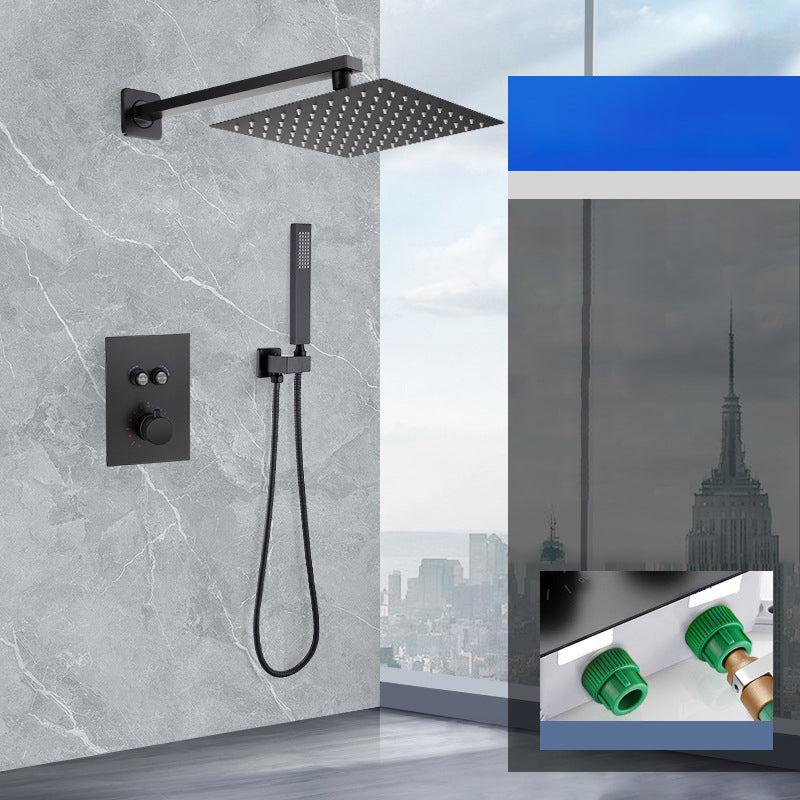 Matte Black Rain Shower System with Hand Shower Square Shower Set