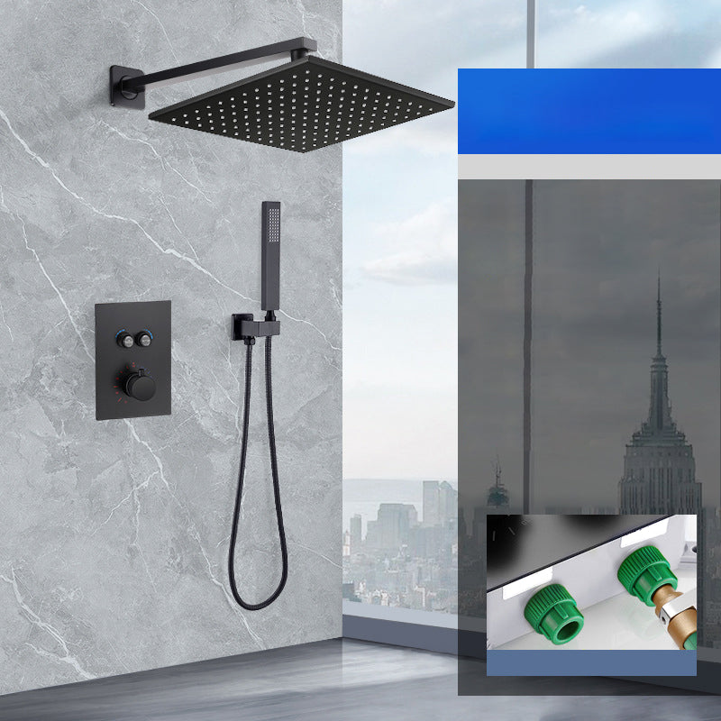 Matte Black Rain Shower System with Hand Shower Square Shower Set