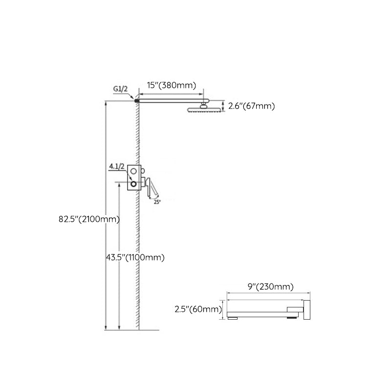 Matte Black Rain Shower System with Hand Shower Square Shower Set