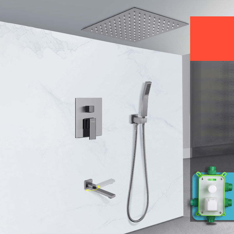 Grey Shower System Lever Handle Temperature Control Square Ceiling Mount Shower Set