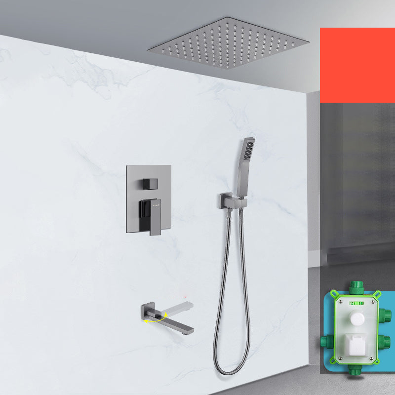 Grey Shower System Lever Handle Temperature Control Square Ceiling Mount Shower Set