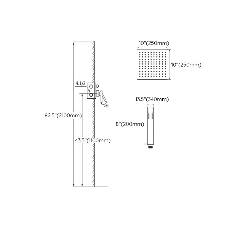 Grey Shower System Lever Handle Temperature Control Square Ceiling Mount Shower Set