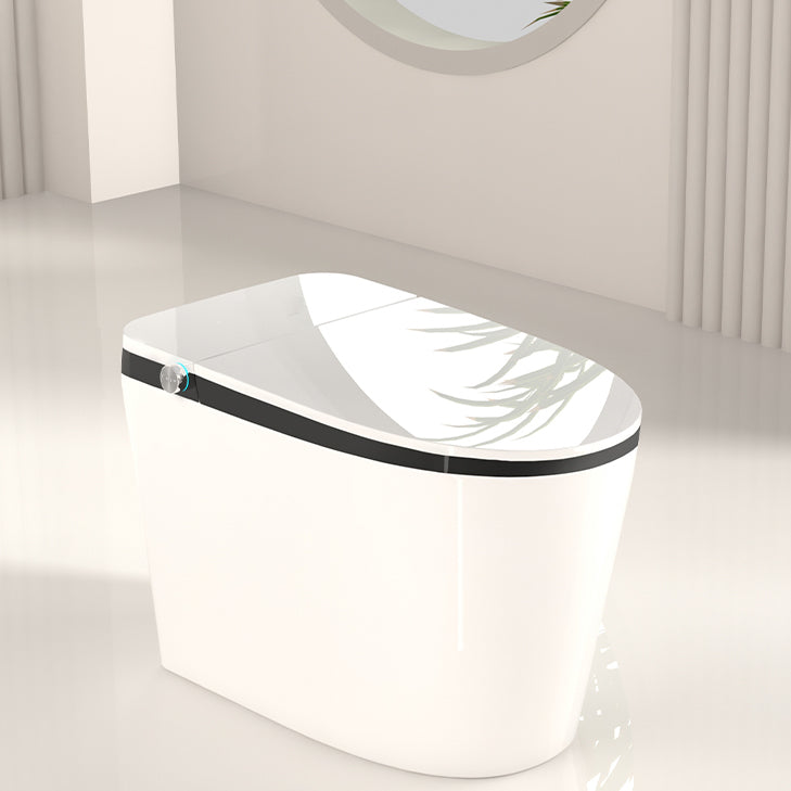 Contemporary White Elongated Water Pressure Control Dryer Floor Mount Bidet