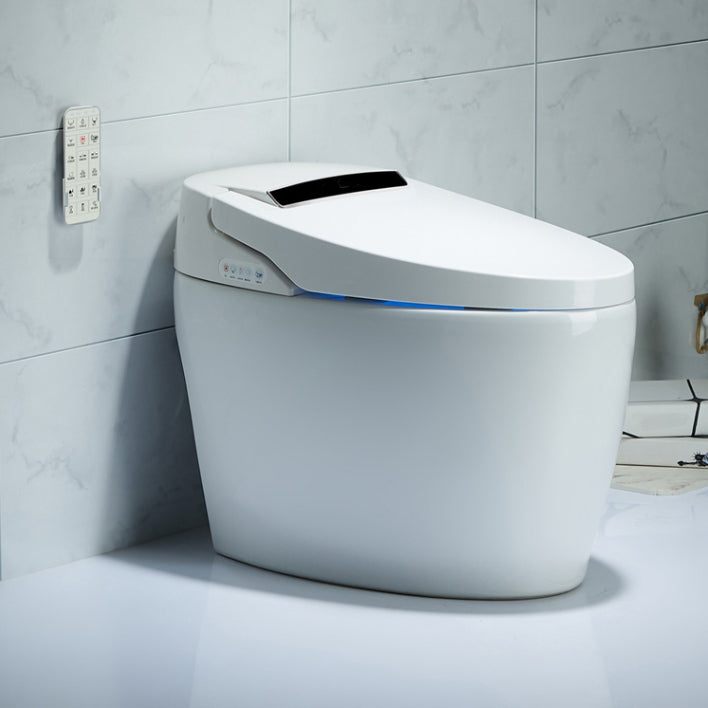 Contemporary Ceramic White Elongated Heated Seat Floor Mount Bidet