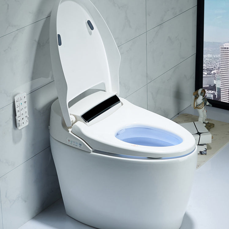 Contemporary Ceramic White Elongated Heated Seat Floor Mount Bidet