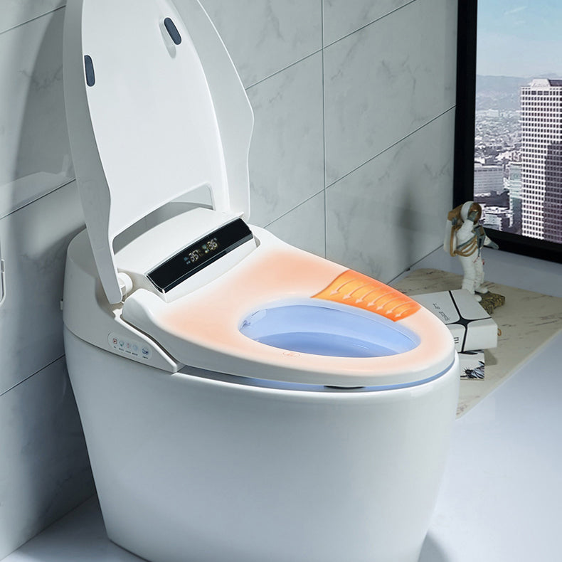 Contemporary Ceramic White Elongated Heated Seat Floor Mount Bidet