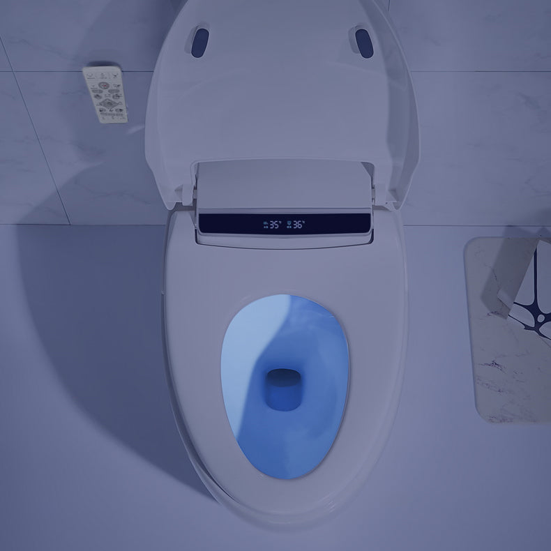 Contemporary Ceramic White Elongated Heated Seat Floor Mount Bidet