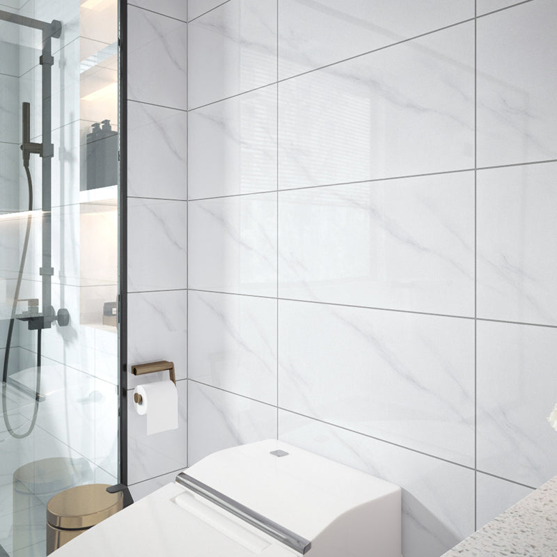 Rectangular Ceramic Polished Straight Edge Singular Tile Marble Look Bathroom Floor