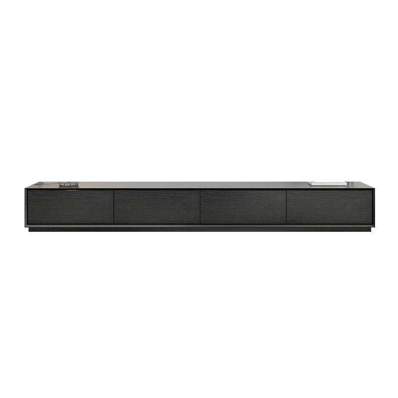 Faux Wood Media Console Modern Black Cable Management TV Console