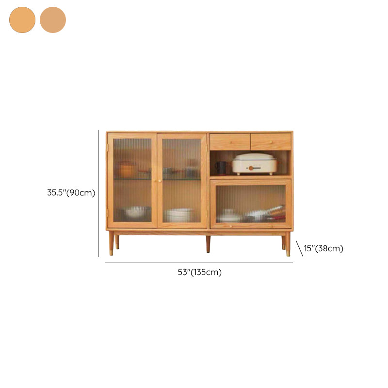 Pine Display Stand Contemporary Glass Doors China Cabinet with Drawers