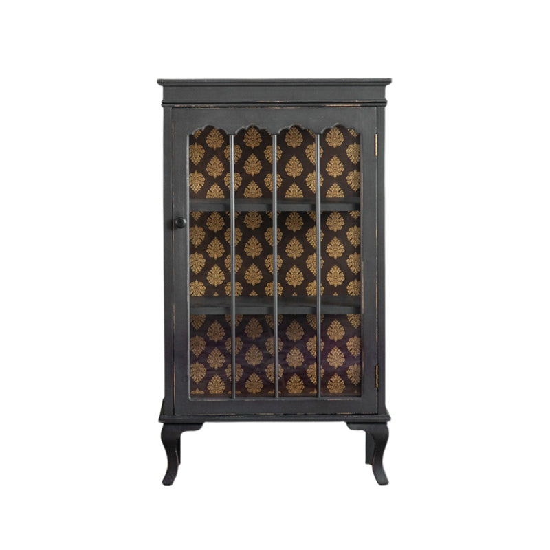 Traditional Curio Cabinet Solid Wood Glass Doors Display Stand