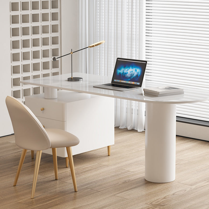 Modern Style Stone Office Desk Irregular Shape Task Desk with Legs for Home