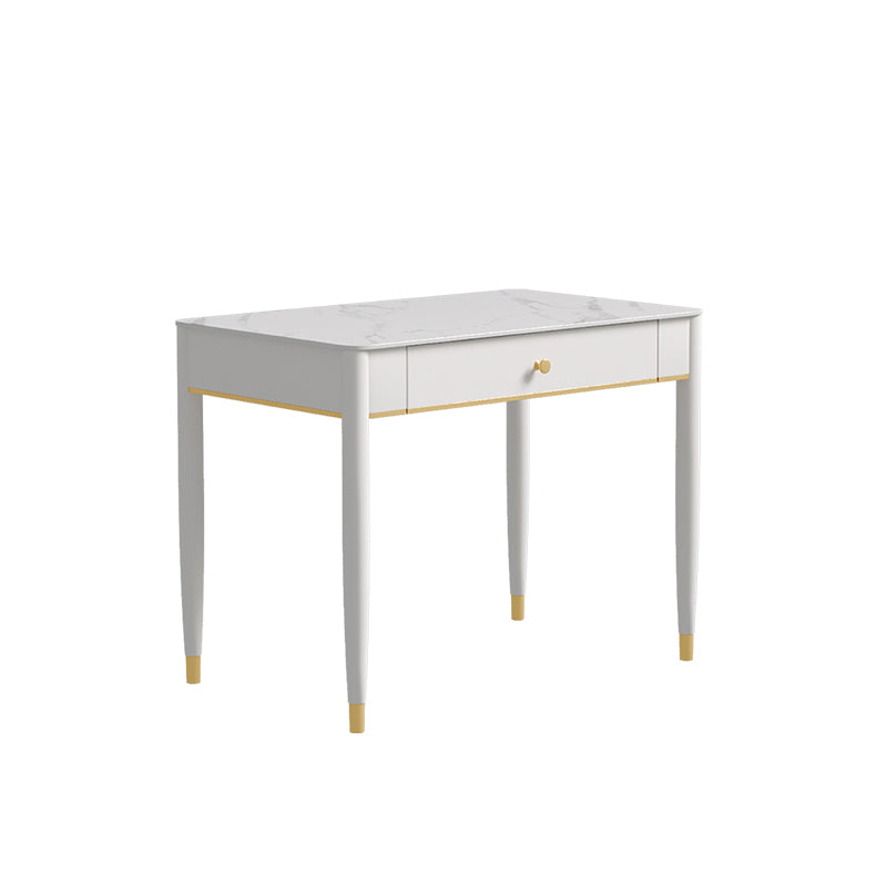 Rectangular Shaped Home Working Table Stone Writing Desk in White