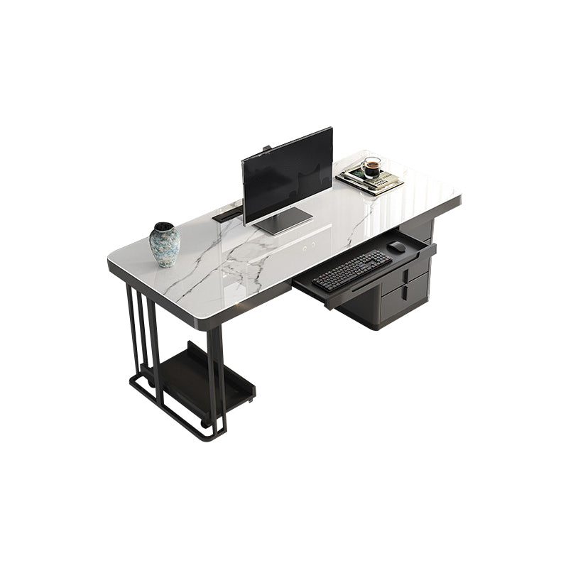 Rectangular Shaped Working Table Stone Writing Desk in Grey for Office