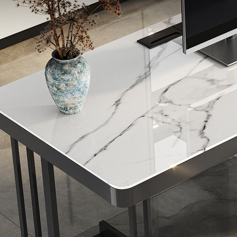 Rectangular Shaped Working Table Stone Writing Desk in Grey for Office