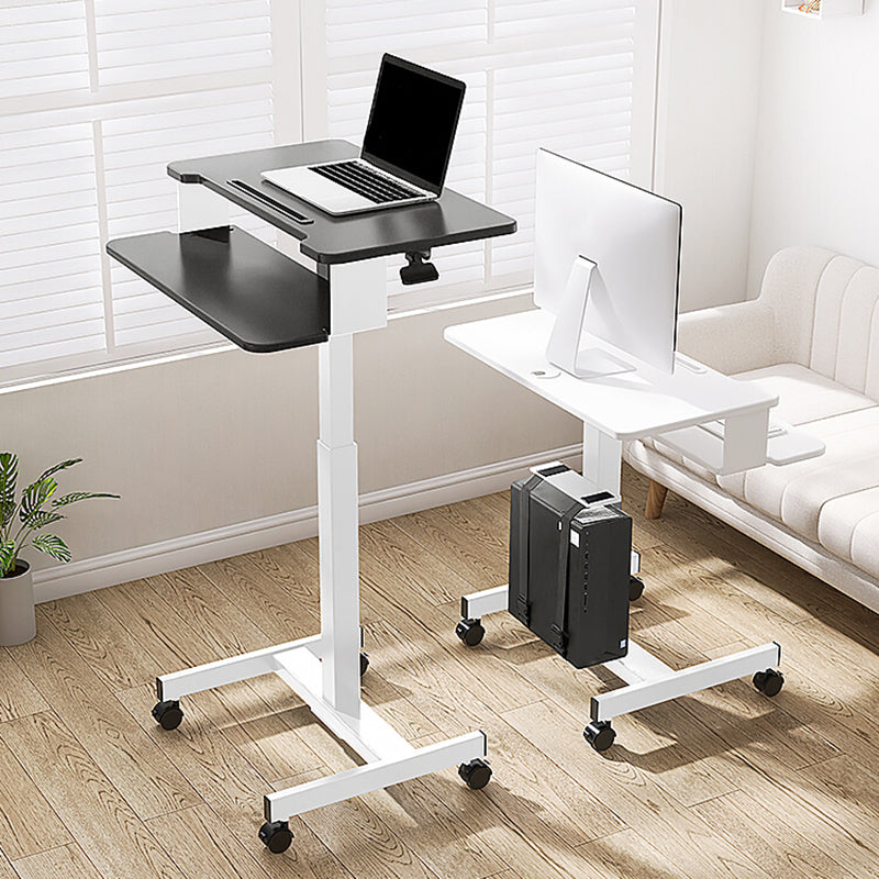 Rectangular Shaped Ambulatory Laptop Table Wood Writing Desk in Black/White