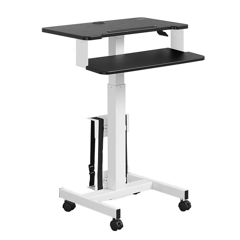 Rectangular Shaped Ambulatory Laptop Table Wood Writing Desk in Black/White